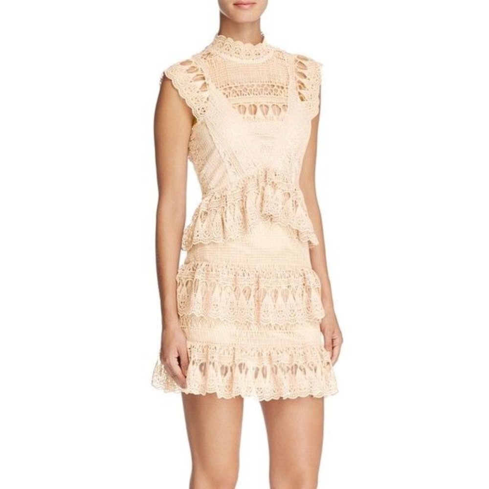 Aqua Pink Mesh High Neck Dress